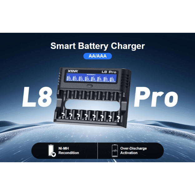 Зарядное устройство XTAR L8 Pro для литий-ионных 1,5В и Ni-MH 1,2В аккумуляторов AA / AAA