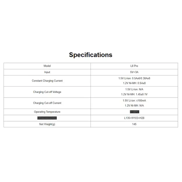 Зарядное устройство XTAR L8 Pro для литий-ионных 1,5В и Ni-MH 1,2В аккумуляторов AA / AAA