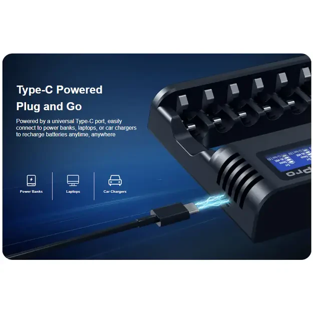 Зарядное устройство XTAR L8 Pro для литий-ионных 1,5В и Ni-MH 1,2В аккумуляторов AA / AAA