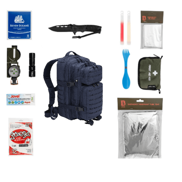 Evacuation - Survival backpack - with equipment, 25L, Blue
