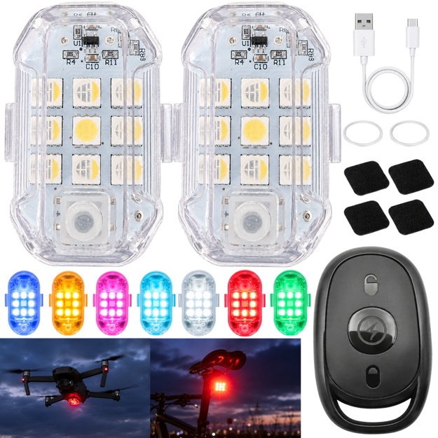 LED RGB stroboskopinės lemputės su nuotolinio valdymo pulteliu – 2 VNT RINKINYS