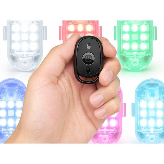LED RGB stroboskopinės lemputės su nuotolinio valdymo pulteliu – 2 VNT RINKINYS