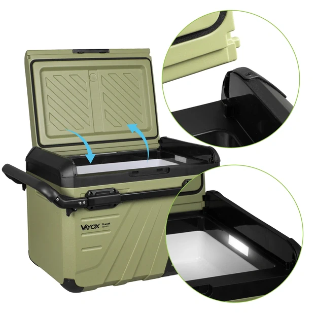 Kelioninis šaldytuvas 37L DC 12/24V AC 220-240V, vienos kameros, su ratukais, „Travel series VA-TW37“, Vayox