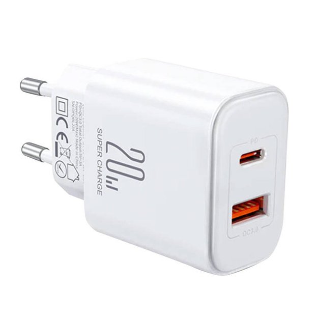 Charger Joyroom JR-TCF05 Flash, 20W + C to L Cable 1m (White)