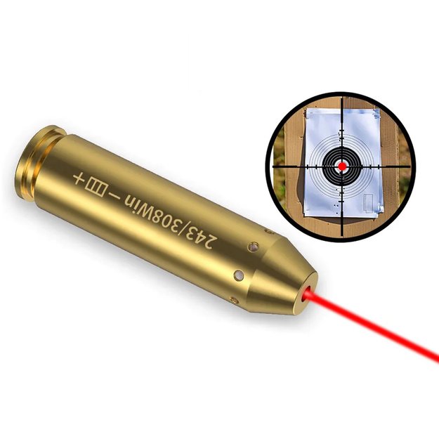 Lazerinis šovinys optikos kalibravimui .308 .243 Win, ginklo prišaudymui, raudonas lazeris