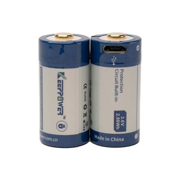 Аккумулятор Keeppower RCR123A 3.6V 800mAh + USB P1680U (2 шт.)