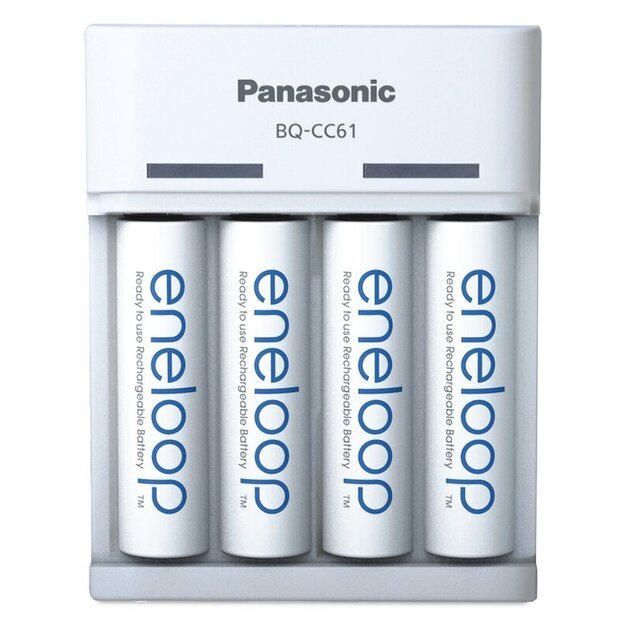 Panasonic Eneloop BQ-CC61 USB įkroviklis + 4 x R6/AA Eneloop 2000mAh