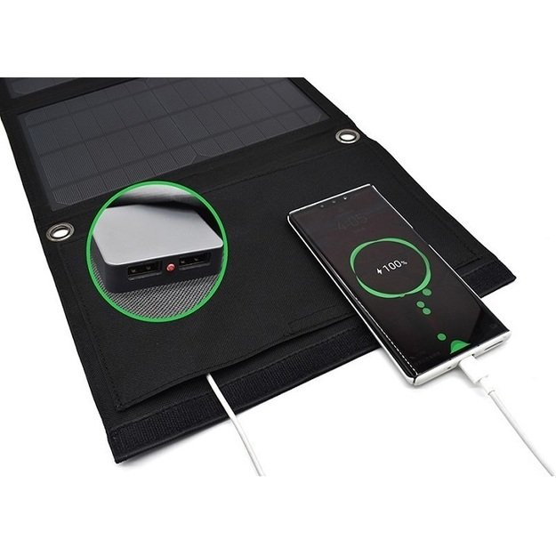 Power Plant saulės baterija 14W, 5V, 2.1A, USB