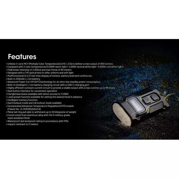 Nitecore TINI 3 LED Flashlight 600lm Black