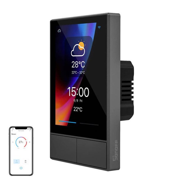 Умная WiFi панель управления SONOFF NSPanel (черная, 120 мм)
