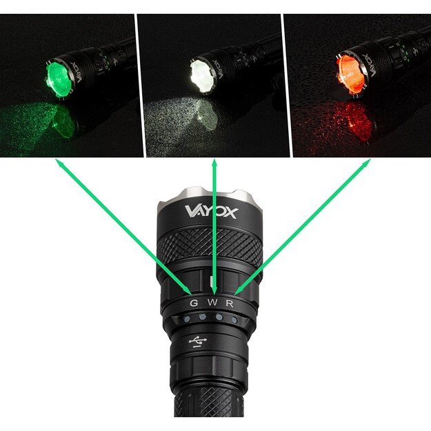 Vayox Pro Series 3 spalvų SST40 taktinis žibintuvėlis 1500lm VA0099