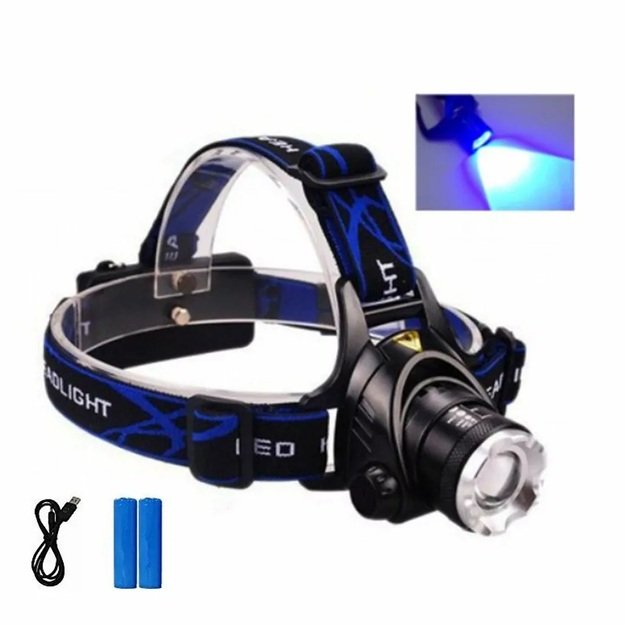 LED žibintuvėlis su UV 5W ir balta šviesa 8W