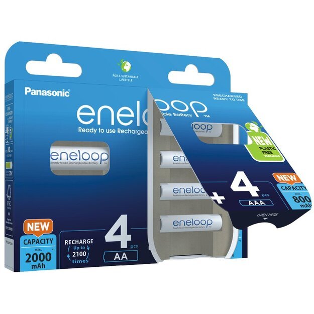 Panasonic Eneloop MIX 4 x R6/AA + 4 x R03/AAA įkraunamos baterijos BK-KJMCDE44E 8BE (blister)