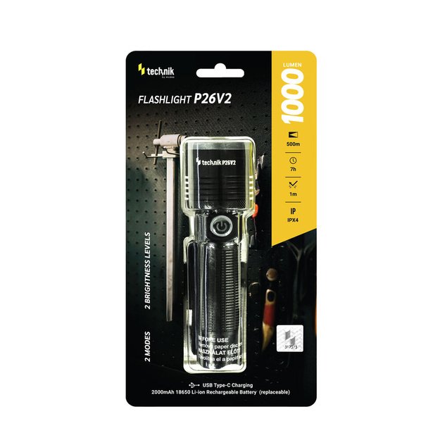 Technik P26 V2+ USB-C 1000 liumenų žibintuvėlis