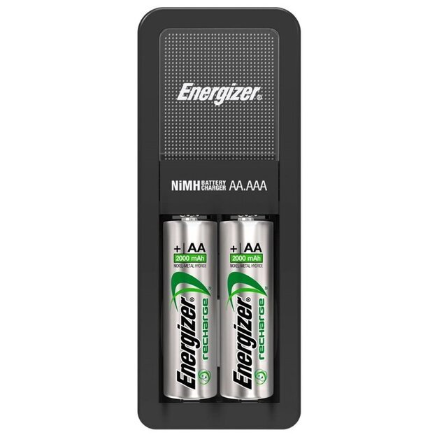 Energizer Mini baterijų įkroviklis + 2 x R6/AA 2000 mAh baterijos