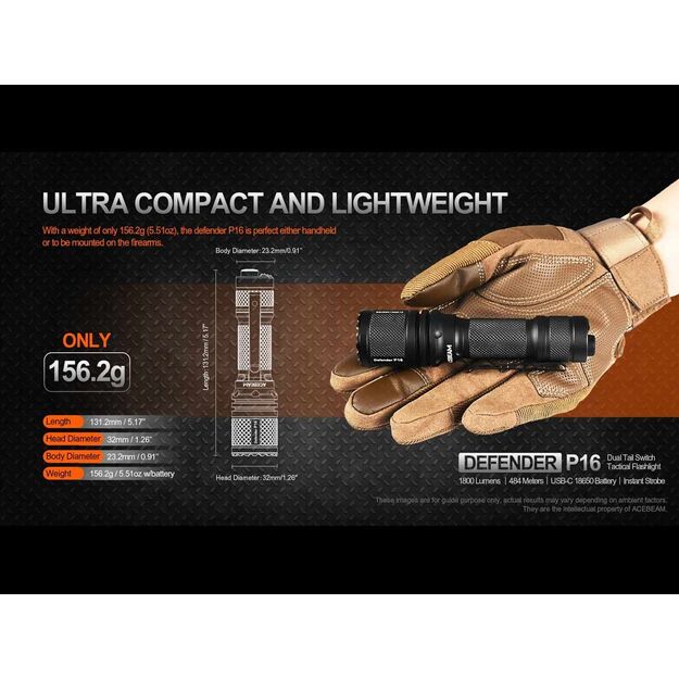 AceBeam P16 1800lm žibintuvėlis