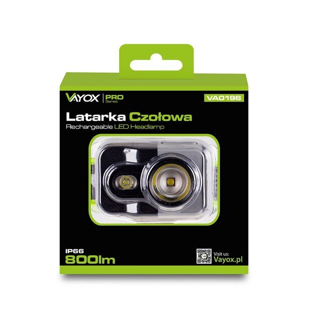 Vayox Įkraunamas žibintuvėlis 800lm CREE + SMD Pro Series VA0196