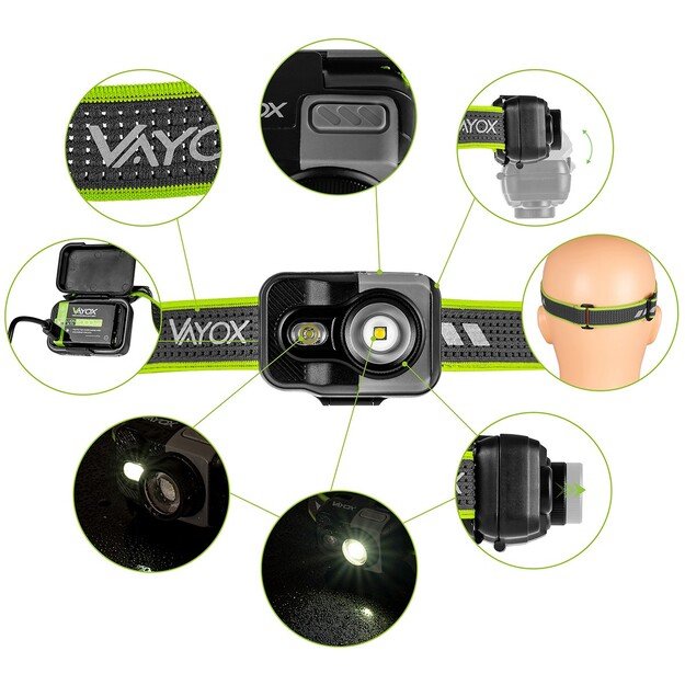 Vayox Įkraunamas žibintuvėlis 800lm CREE + SMD Pro Series VA0196