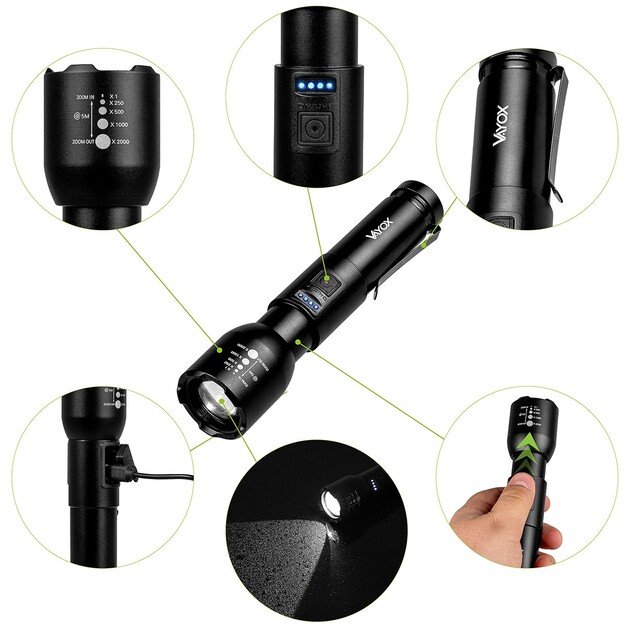 Vayox Įkraunamas žibintuvėlis 800lm 20W LED VA0180