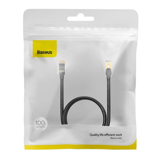 Baseus Ethernet RJ45, 10 Gbps, 1 m ilgio tinklo kabelis (juodas)