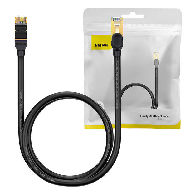 Baseus Ethernet RJ45, 10 Gbps, 1 m ilgio tinklo kabelis (juodas)