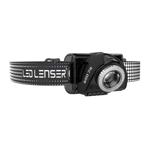 LED Lenser SEO7R galvos žibintuvėlis, juodas 