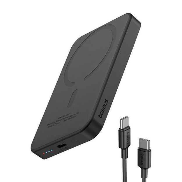 Magnetinis mini maitinimo blokas Baseus 5000 mAh, USB-C 20W (juodas)