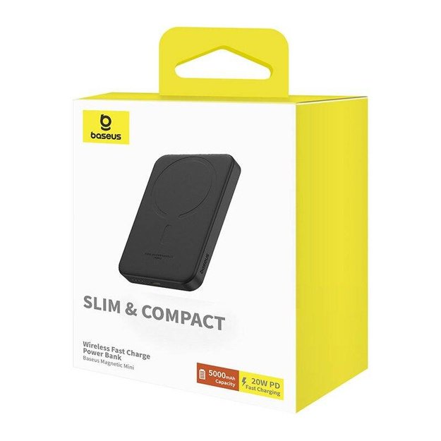 Magnetinis mini maitinimo blokas Baseus 5000 mAh, USB-C 20W (juodas)