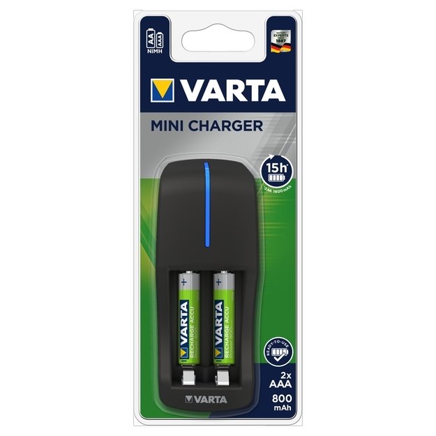 Įkroviklis su 2vnt AAA 800 mAh baterijomis VARTA 57646