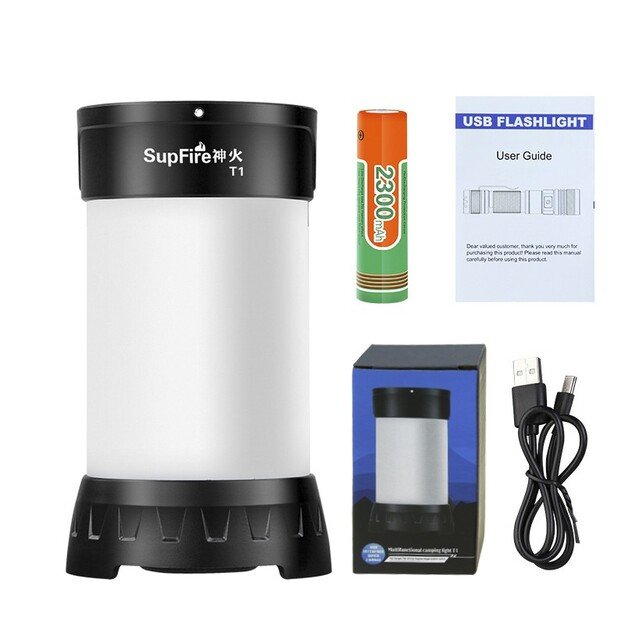 Supfire T1 kempingo lempa