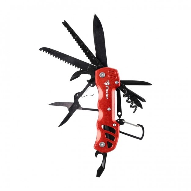 Foxter Multitool 13in1 Multifunctional Survival Tool red