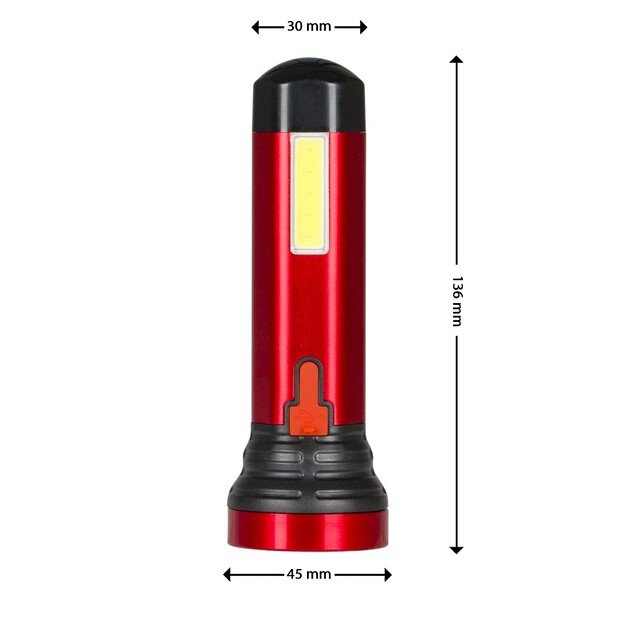 Aliuminis įkraunamas žibintuvėlis COB+LED