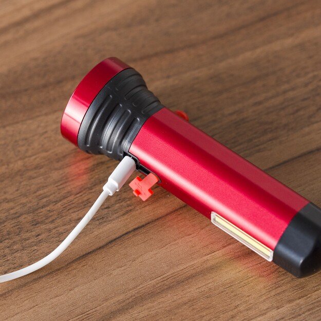 Aliuminis įkraunamas žibintuvėlis COB+LED