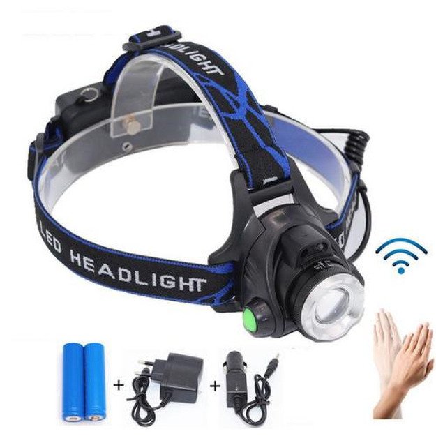 Įkraunamas žibintuvėlis ant galvos su judesio jutikliu 10W