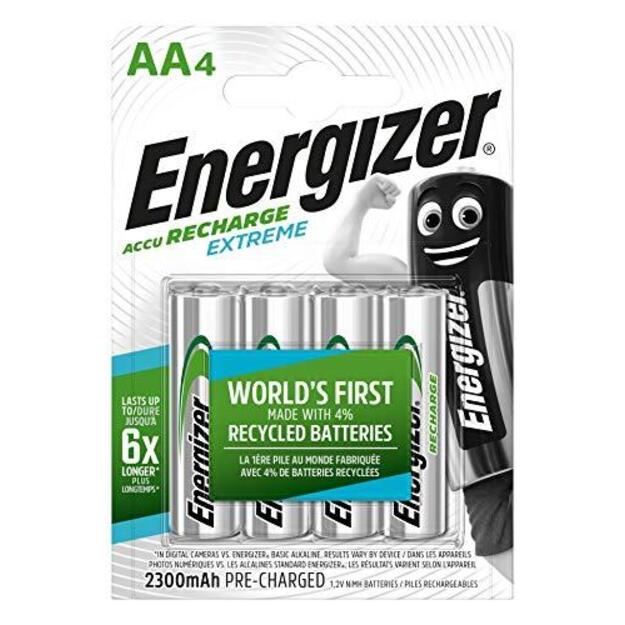 Energizer Extreme AA HR6 2300mAh Pre-charged Rechargeable Batteries, 4 Pack