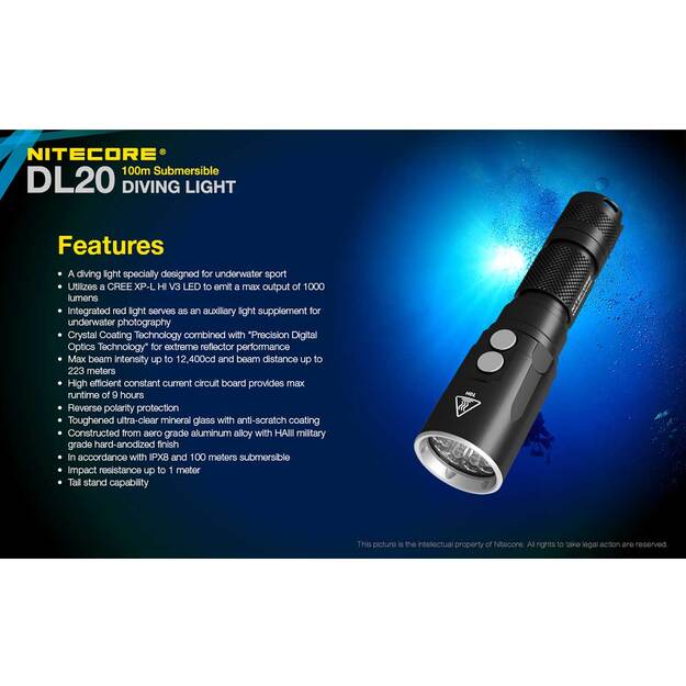 Водолазный фонарь Nitecore DL20