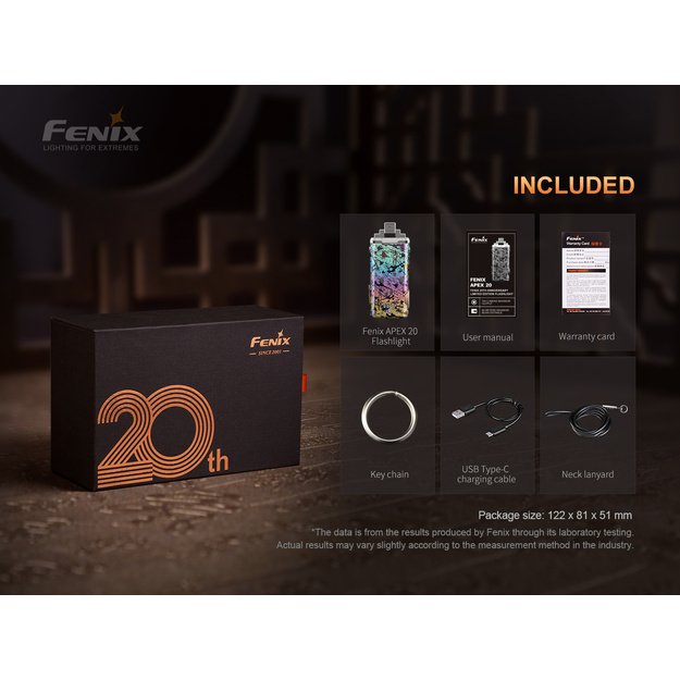 Fenix APEX 20 Rechargeable LED Key Ring Torch - 20th Anniversary Limited Edition