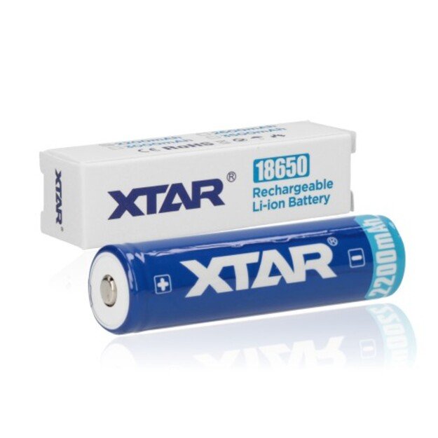 Baterija XTAR 18650 3.7V 2200mAh Li-Ion su integruotu krovimo valdikliu PCB