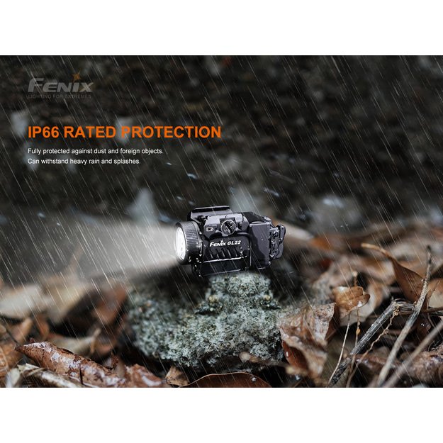 Fenix GL22 750lm taktinis žibintuvėlis ant ginklo su raudonu lazeriu