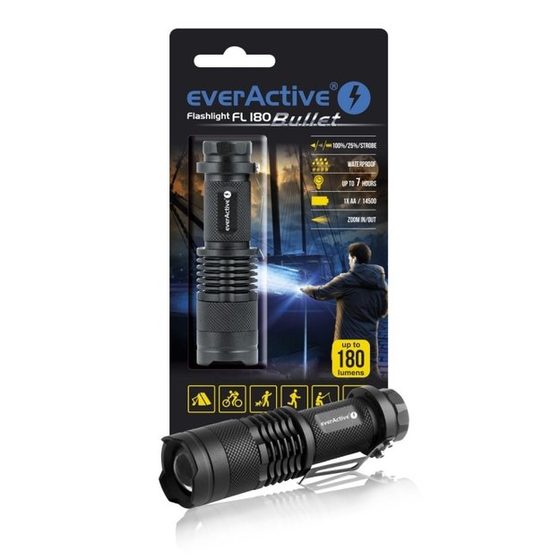 LED žibintuvėlis everActive FL-180 "Bullet" CREE XP-E2 