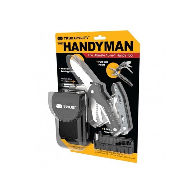 True Utility HandyOne daugiafunkcinis įrankis su dėklu 18-IN-1 TU181