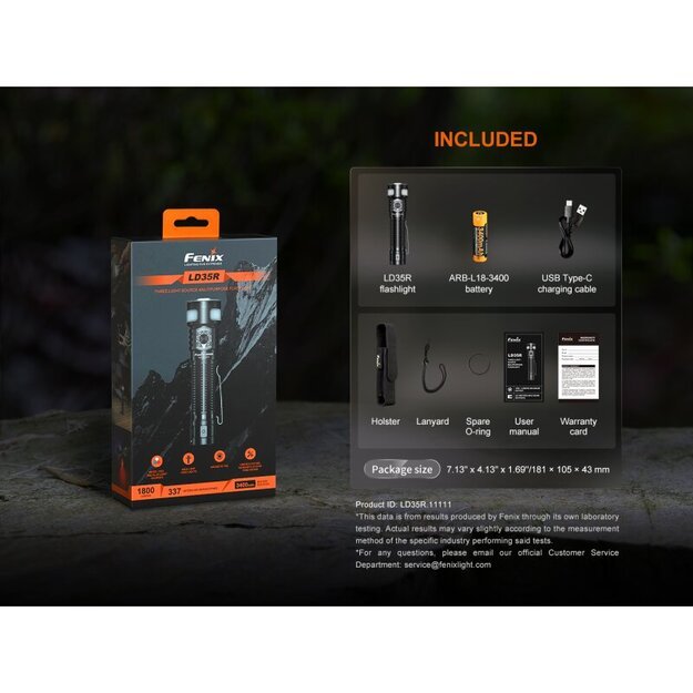 Fenix LD35R LED žibintuvėlis su balta, raudona ir mėlyna šviesa