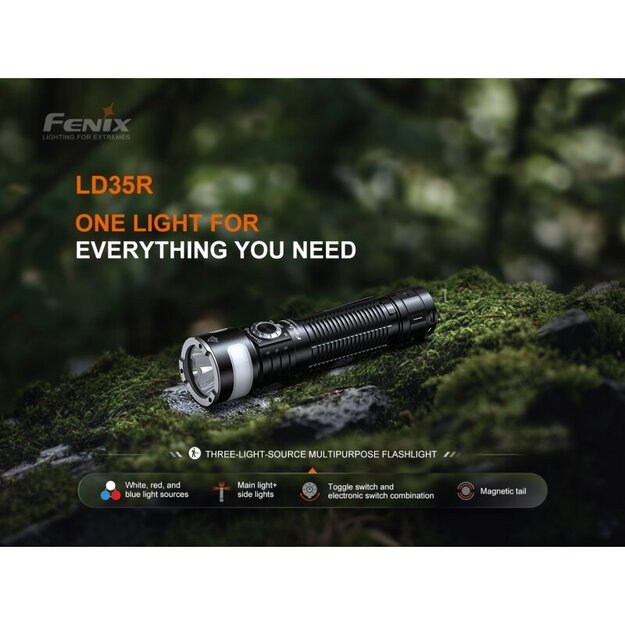 Fenix LD35R LED žibintuvėlis su balta, raudona ir mėlyna šviesa