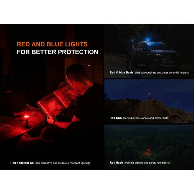 Fenix LD35R LED žibintuvėlis su balta, raudona ir mėlyna šviesa