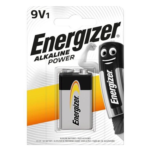Energizer Alkaline Power 6LR61 9V battery, 1 pc.