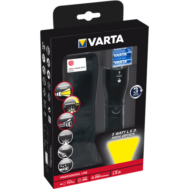 Profesionalus Varta žibintuvėlis Hight Optics F10