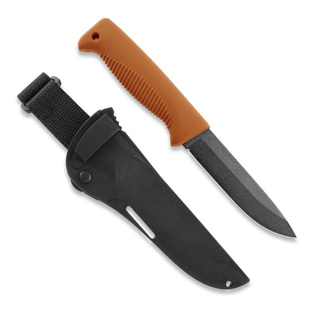 Peltonen Knives M07 Ranger Puukko peilis, PTFE danga, oranžinė rankena, juodas plastikinis dėklas
