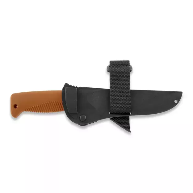 Peltonen Knives M07 Ranger Puukko peilis, PTFE danga, oranžinė rankena, juodas plastikinis dėklas