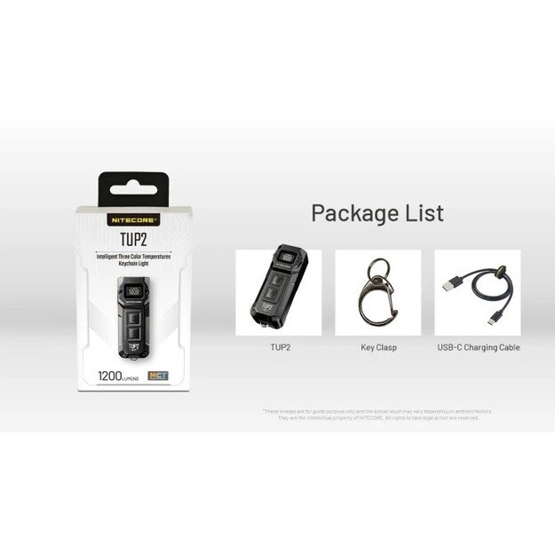 Nitecore TUP2 žibintuvėlis 1200 lm, MCT, OLED Mėlynas