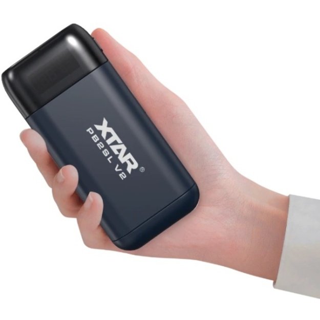 Xtar PB2SL V2 черное зарядное устройство / внешний аккумулятор для цилиндрических литий-ионных аккумуляторов 18650 / 20700 / 21700